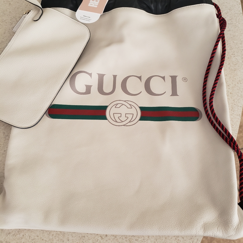 GUCCI Drawstring Backpack Printed Leather.